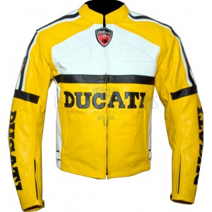 Ducati Yellow Classic Leather Motorcycle Jacket